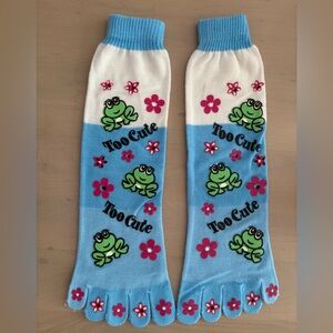 Cute Frog Toe Socks with Floral Design